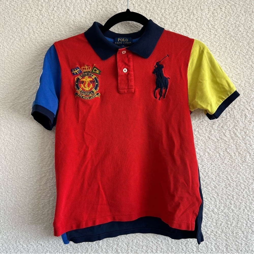 Polo Ralph Lauren Kids Marine Supply Collar Big‎ Pony Shirt Size Medium 10/12